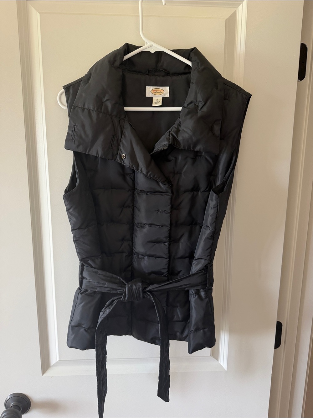 Talbots Black Quilted Belted Puffer Vest